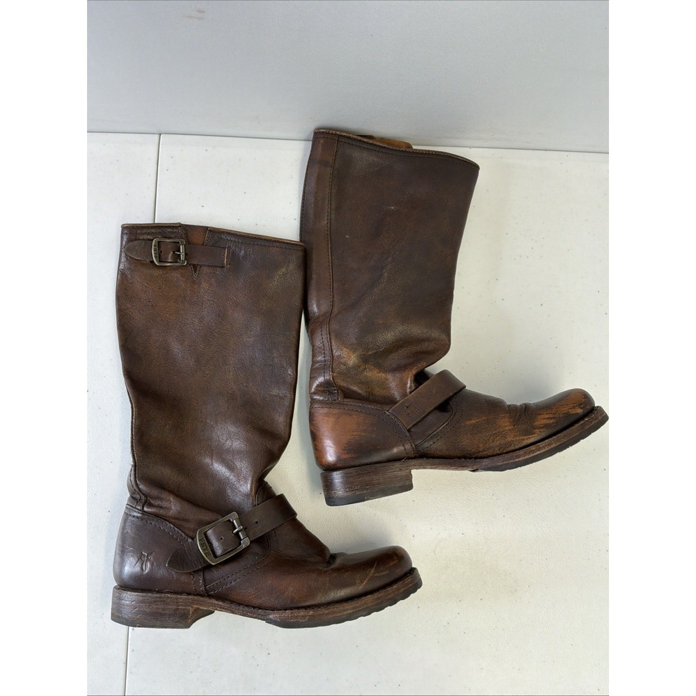 Frye Veronica Slouch Womens Size 7.5 B Brown Distressed Leather Riding Boots